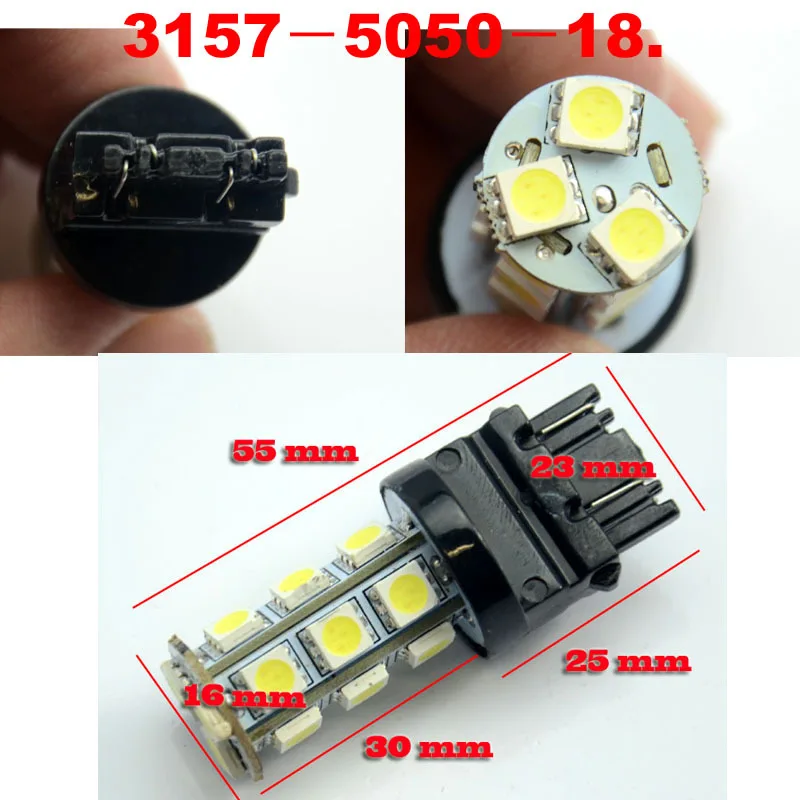 AutoEC 100X T25 3156 3157 18 smd 5050 led bulb 3057LL 3155 3155LL 3156 3156LL Car Brake Rear light white blue 12V #LE04