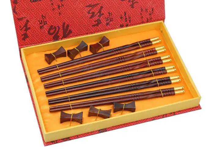 [Regulus] mahogany wood chopsticks treasure house of Rosewood high-end business gift boxes with chopsticks resting Year