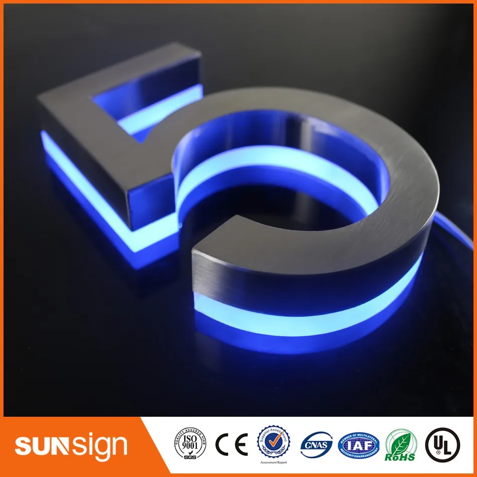 H15cm one letter Custom Stainless steel backlit letters Apartment LED Numbers address numbers waterproof outdoor led signs