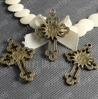 

40pcs/lot Zinc alloy bead Antique Bronze Plated 53*33MM(thick 4mm)cross Charms Pendants Fit Jewelry Making DIY JHA1346