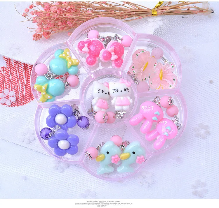 Cartoon Oorbellen Plastic Oor Clips Meisjes Speelgoed Kleurrijke Meisjes Kids Kinderen Pretend Play Beauty Mode Speelgoed Verjaardagsfeestje Geschenken