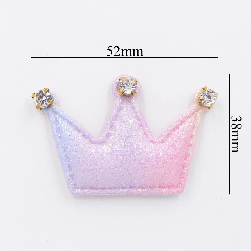 10Pcs GlitterIridescence Padded Appliques Bling Rhinestone Stick-on Crown Patches for Clothing Crafts Sticker DIY Hair Ornament