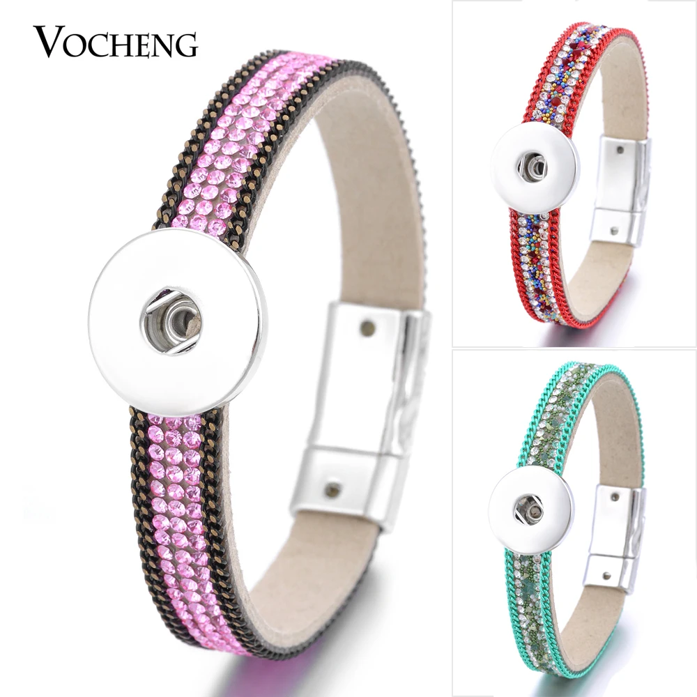 

10PCS/Lot Vocheng Ginger Snap Jewelry Bling Leather Bracelet Magnet Clasp 8 Colors Fit 18mm NN-464*10 Free Shipping