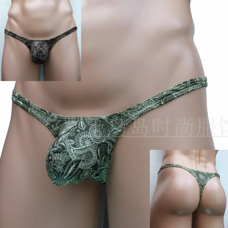 

Fashion G4034 classic vintage paisley male mens thong pocket bulge pouch low-waist