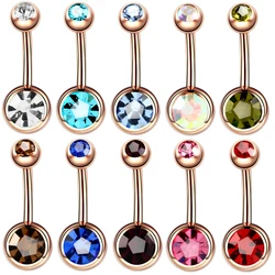 1PC/Lot 14G Belly Button Piercing Nombril Navel Earring Stainless Steel Colorful Crystal Belly Ring Sexy Body Jewelry for Women