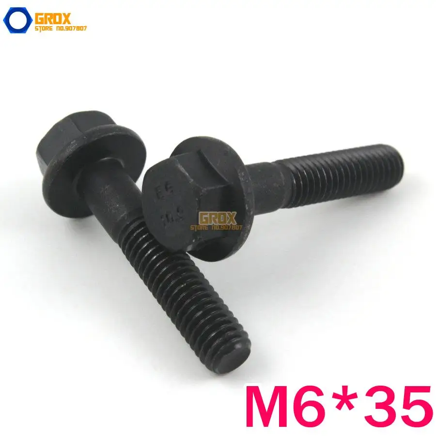 

15 Pieces M6*35mm 10.9 Grade Alloy Steel Flange Hex Bolt Screw Half Thread