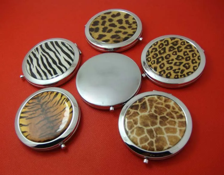 100 Pcs Animal Print Compact Mirror Zebra Stripe Make Up Mirror Tigrina Mirror--DHL& Fedex Free Shipping