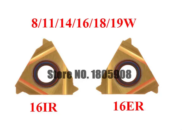 

10PCS 16ER 16IR 8/11/14/16/18/19 W, tungsten carbide turning threading insert Whitworth - 55 degree yellow coationg