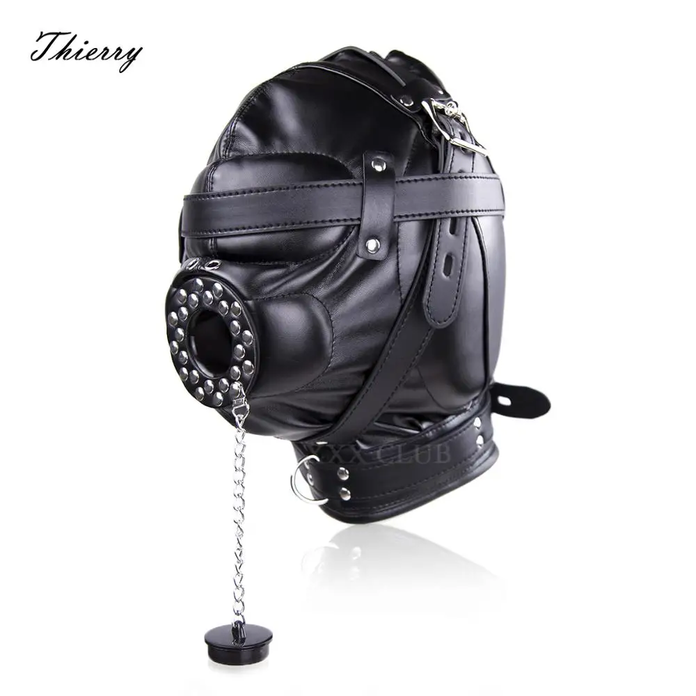 Thierry Sensory Deprivation Hood with Open Mouth Gag, Bondage Sex Toys for Couples Slave SM Adult Games