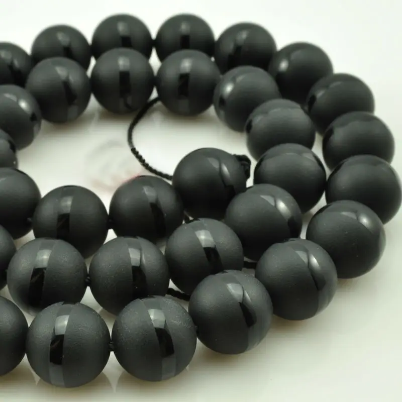 natural stone beads Round black matte onyx one line Stripe agat Beads 6mm 8mm 10mm For DIY Jewelry making Necklace Bracelet diy