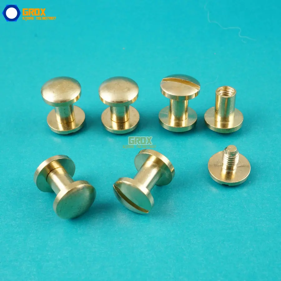 50 Set 8*6mm Solid Brass Rivet Chicago Screw for Leather Craft Belt Wallet / Cambered