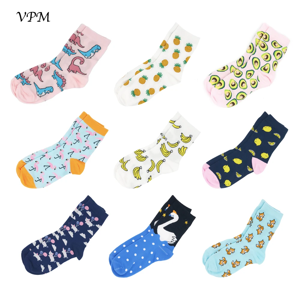 

VPM Women Socks Colorful Cartoon Cute Food Milk Fruits Animal Lovely Funny Socks