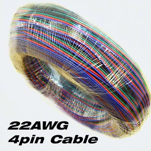 Best price 100 meters 4pin Tinned copper 22AWG insulated PVC wired wire Electric cable LED RGB strip extend wire