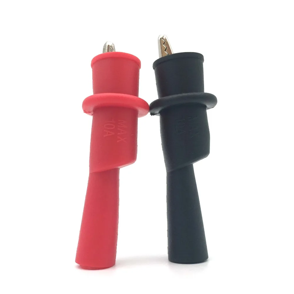 2Pcs Insulated MultiMeter Test Leads Alligator Clips Crocodile Clamp MultiMeter Test Probe for Insulated Test Leads