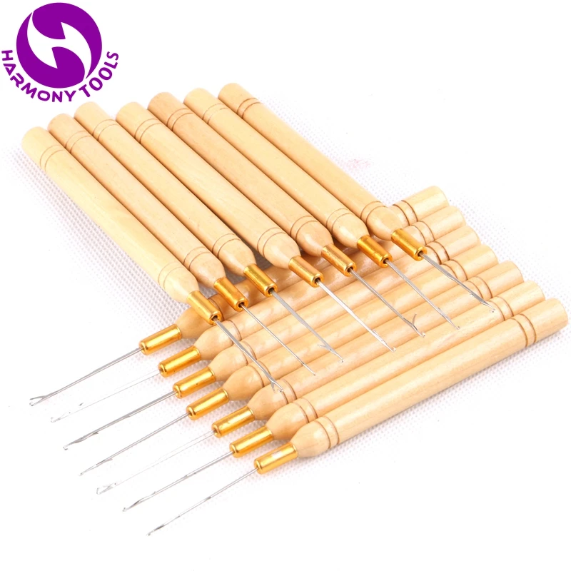 100 Pieces Wooden hook needles pulling needles for hair extensions