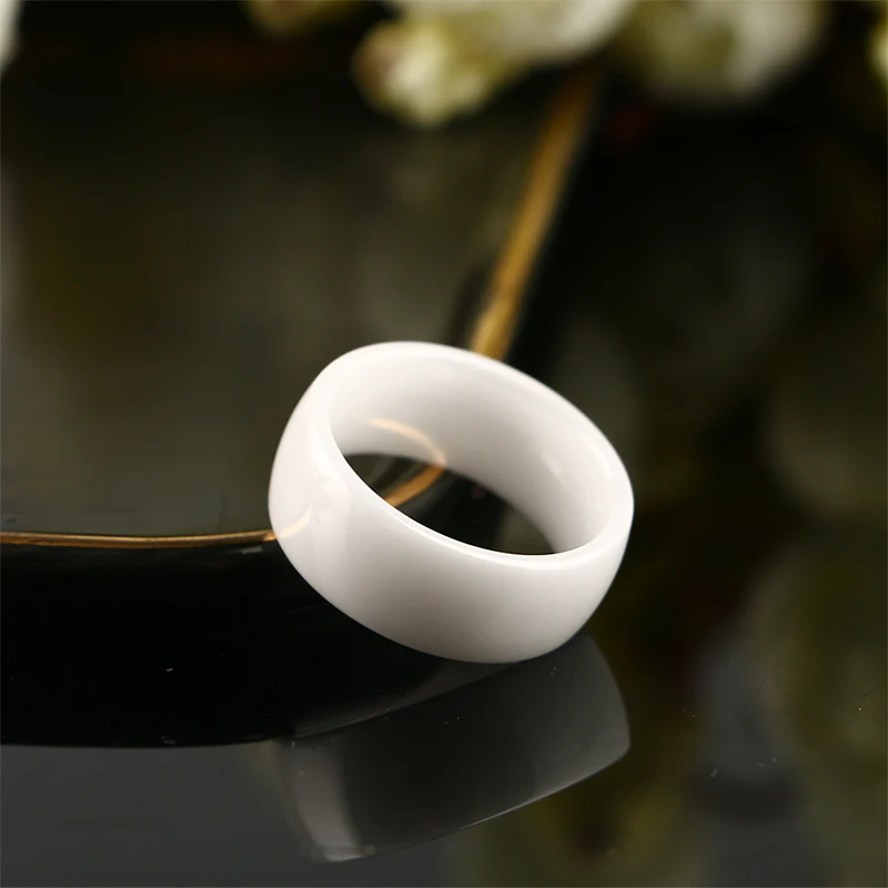 8MM Width Smooth Men Rings Comefor Fit White Ceramic Rings For Women Men Wedding Party Anniversary Jewelry Wholesale