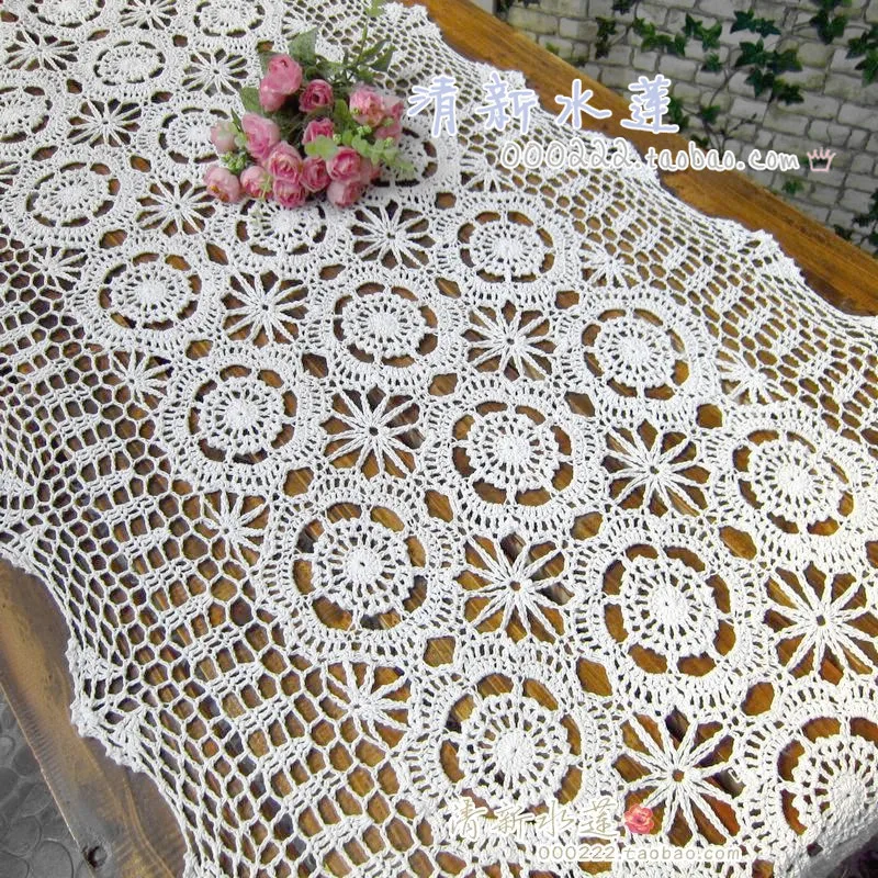 

French fashion design crochet table cloth table runner rustic cabinet cover cotton knitted 100% cutout decoration textile