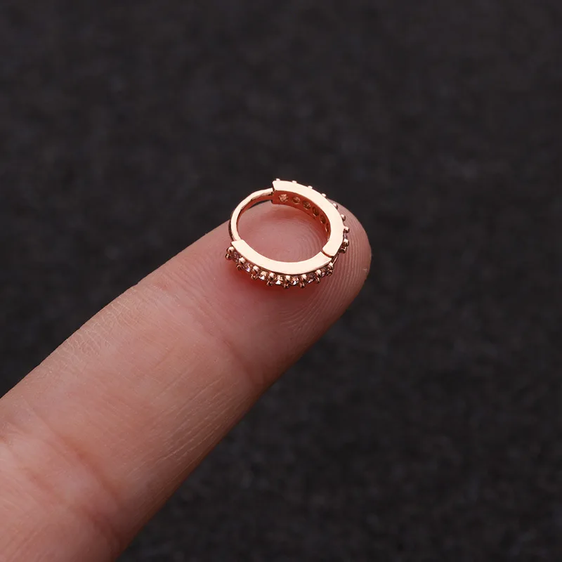 1PC 6-10mm Silver & Gold Color Tone CZ Helix Cartilage Hoop Earring Tragus Rook Snug Ear Piercing Jewelry