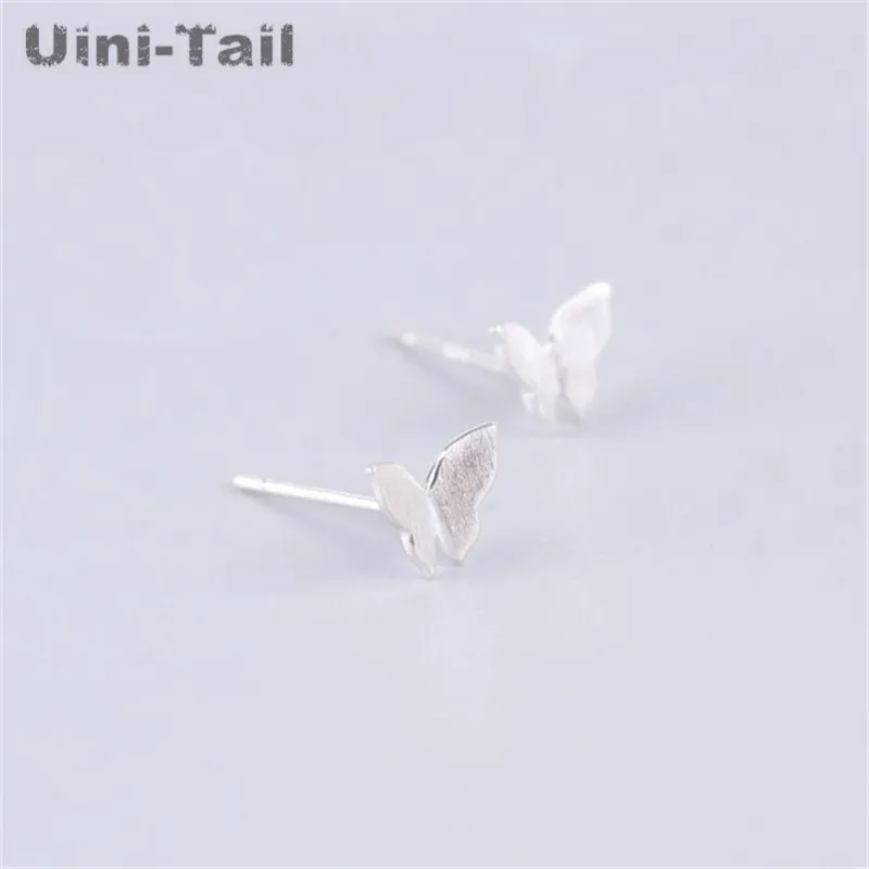 UiniTail hot new 925 Tibetan silver sweet cute brushed butterfly earrings Korean fashion trend high quality hypoallergenic ED179