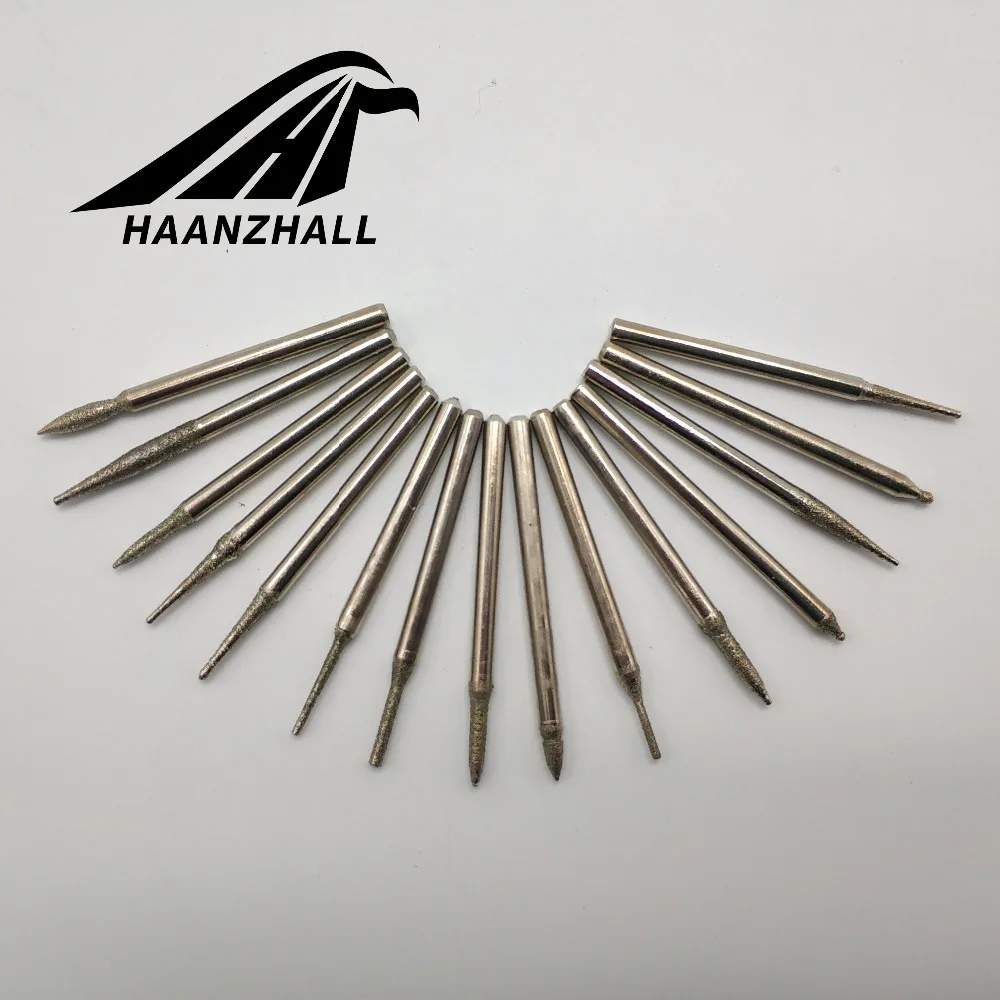 30 peças 3mm mini brocas de diamante rebarbas, roda de moagem, haste abrasiva, pedra de madeira, gravura para dremel ferramentas elétricas, acessórios