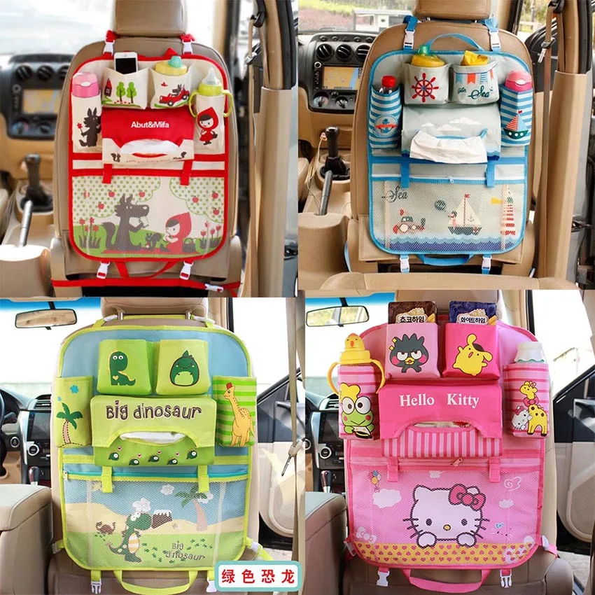 Cute Cartoon car organizer kids Bear&cat Car Seat Back Bag Storage Hanging Car Organizador Bags Pocket Car styling for Kids