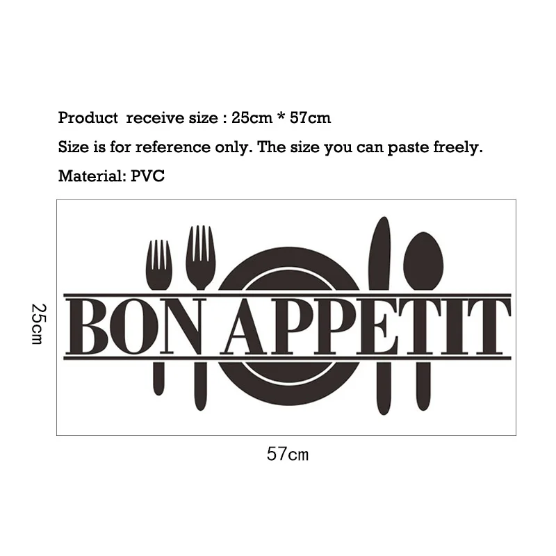 Classic BON APPETIT Kitchen Wall Sticker For Kitchen Stove Refrigerator Decoration Art Decals Removable Stickers Mural Wallpaper