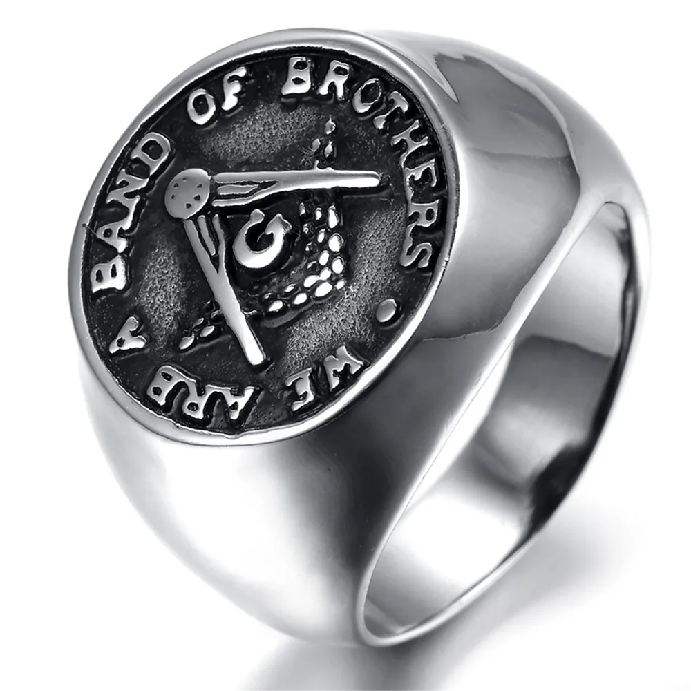 Vintage Men's Round Freemason Mason Templar Masonic Ring US SIZE 7/8/9/10/11/12/13