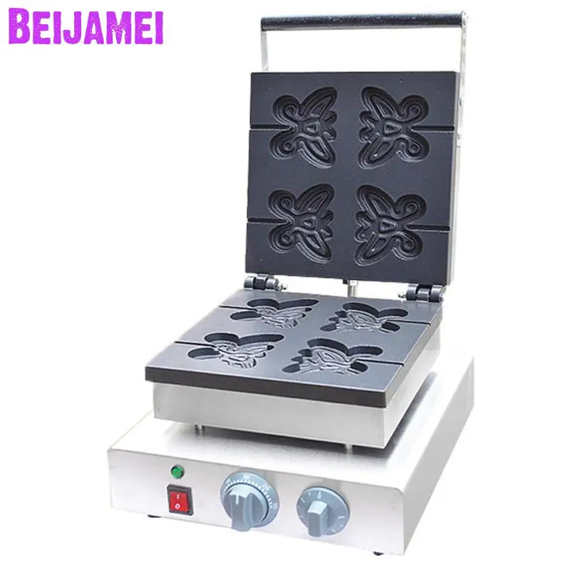 BEIJAMEI Wholesale Products Electric Butterfly Shape Waffle Maker Commercial Shaped Waffle Cake Baker Making Machine Price