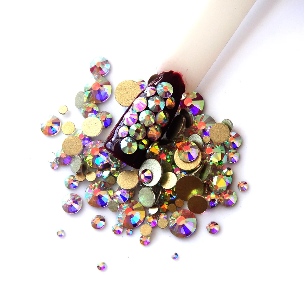 SS6 Glitter Rhinestones Multicolor Crystal Glass Flatback Crystal Tiny 3D Micro Manicure Beads DIY Decorations For Nail Art