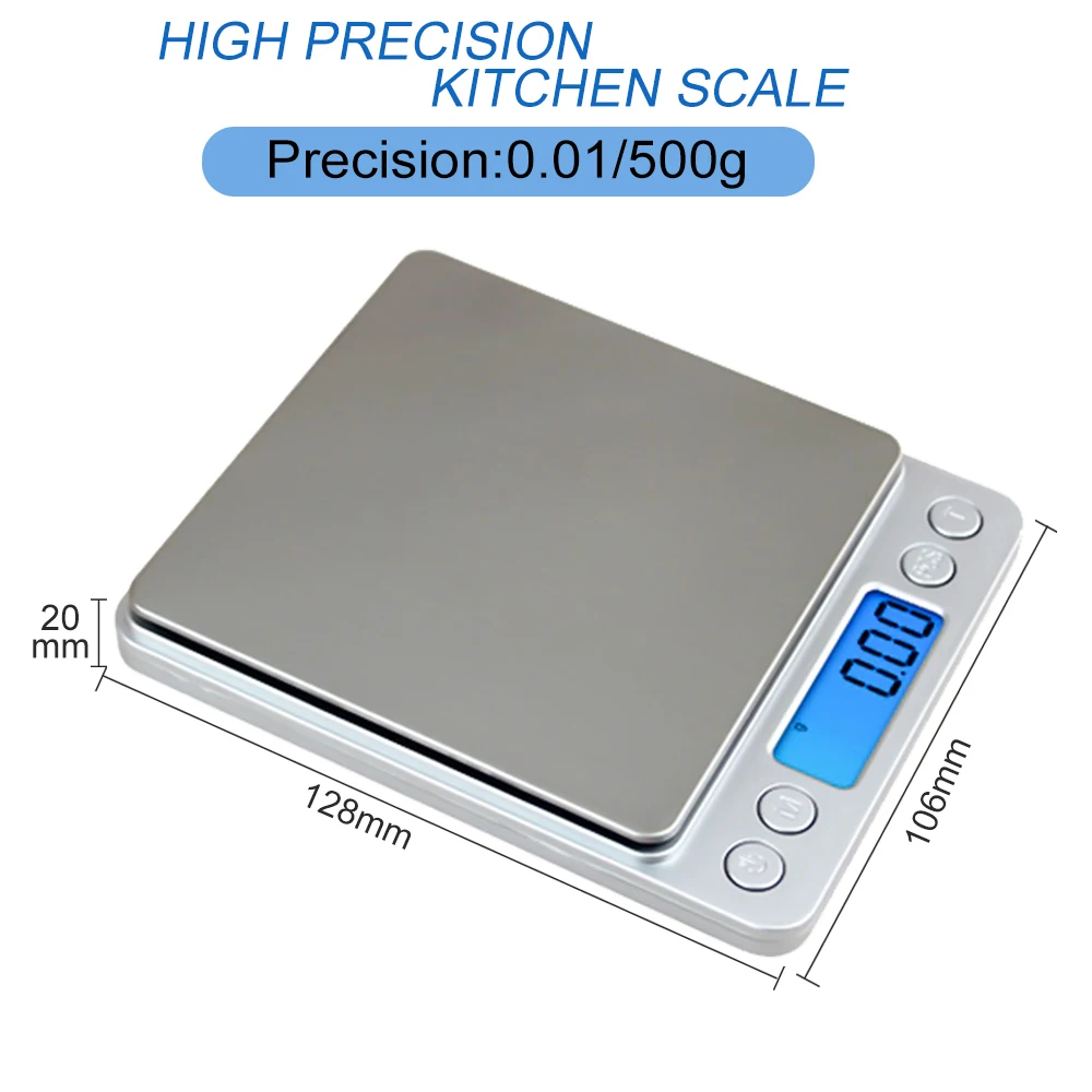 500g*0.01g Digital Precision Pocket Gram Scale Non-magnetic Stainless Steel Platform Jewelry Electronic Balance Weight Scale