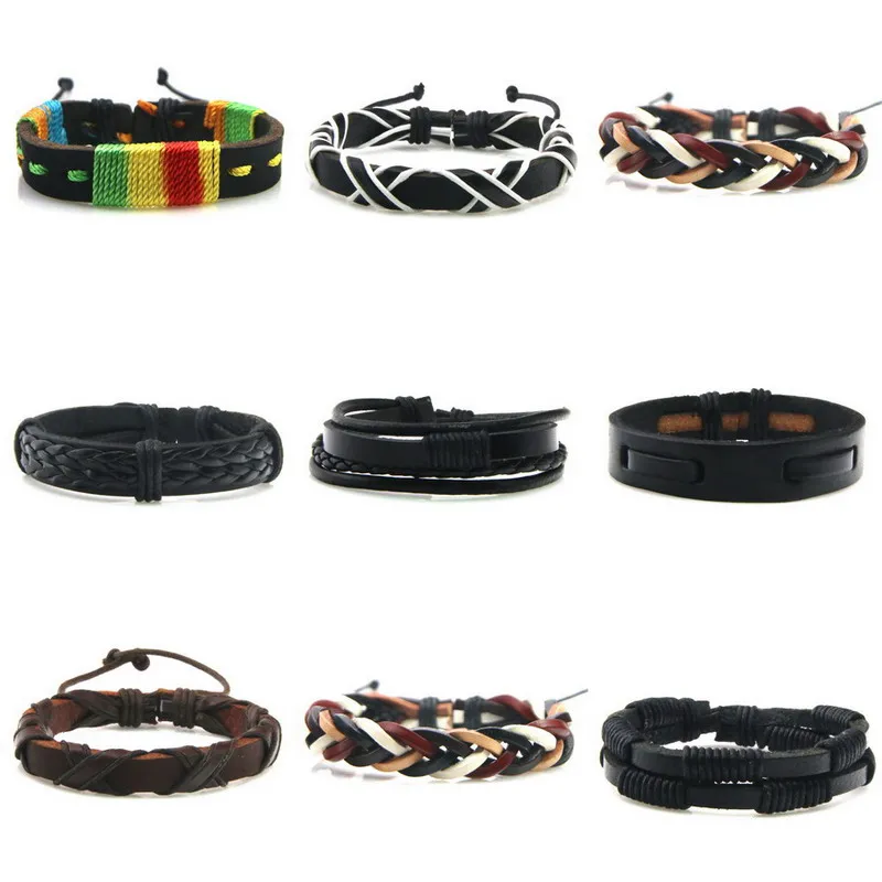 New Product Suitable for Women Men Lovers Boys Girls Adjustable Leather Bracelet Variety of Styles Handmade Woven Charm Bracelet