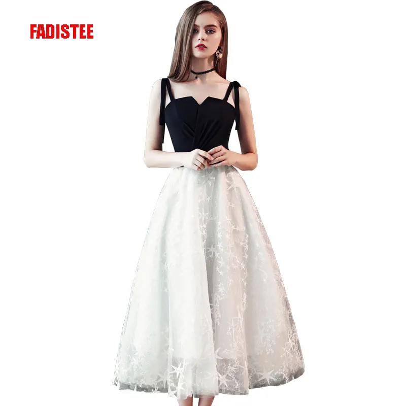 FADISTEE New arrival modern party dress evening dresses prom lace Vestido de Festa tea-length stars pleat elegant belt style