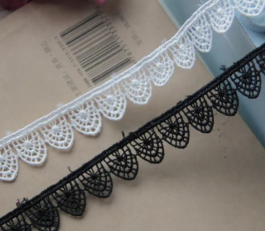 

14 yard 1.5cm 0.59" wide black/ivory bracelet necklace embroidered tapes lace trim ribbon ML25L98