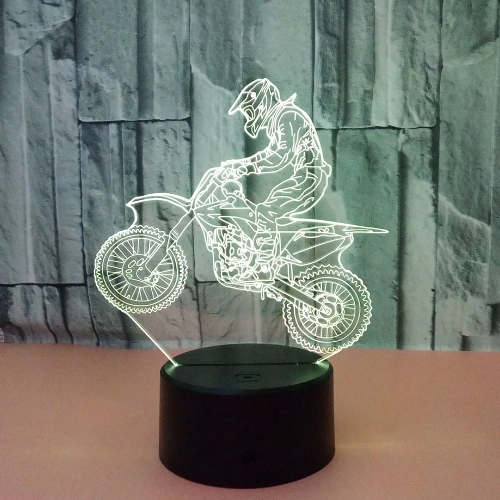 

New Style Motorcycle 3d Lamp 7 Color Visual Change Led Night Light Touch Remote Control Visual Lamp 3d Light Fixtures