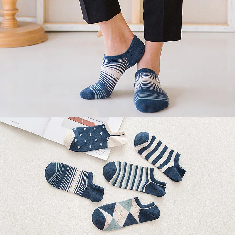 

New 2017 Mens Socks Striped Socks Casual Socks Wholesale 10pairs/lot Business Meias Invisible Sox