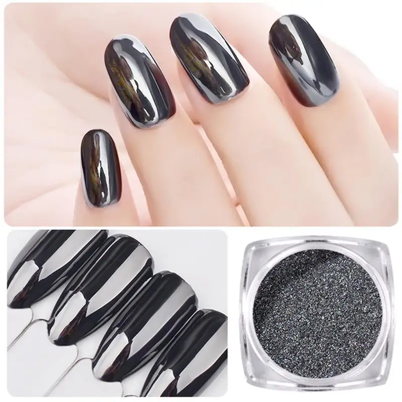 

1g/Box DIY Black Mirror Nail Glitter Powder Dazzling Shining Chrome Pigment Dust Paillettes Nail Art Decorations