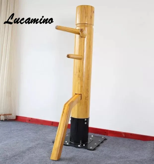 one whole ELM solid wood Natural color stand column Wing Chun Wooden Dummy, kung fu dummy for beginners and professional persons