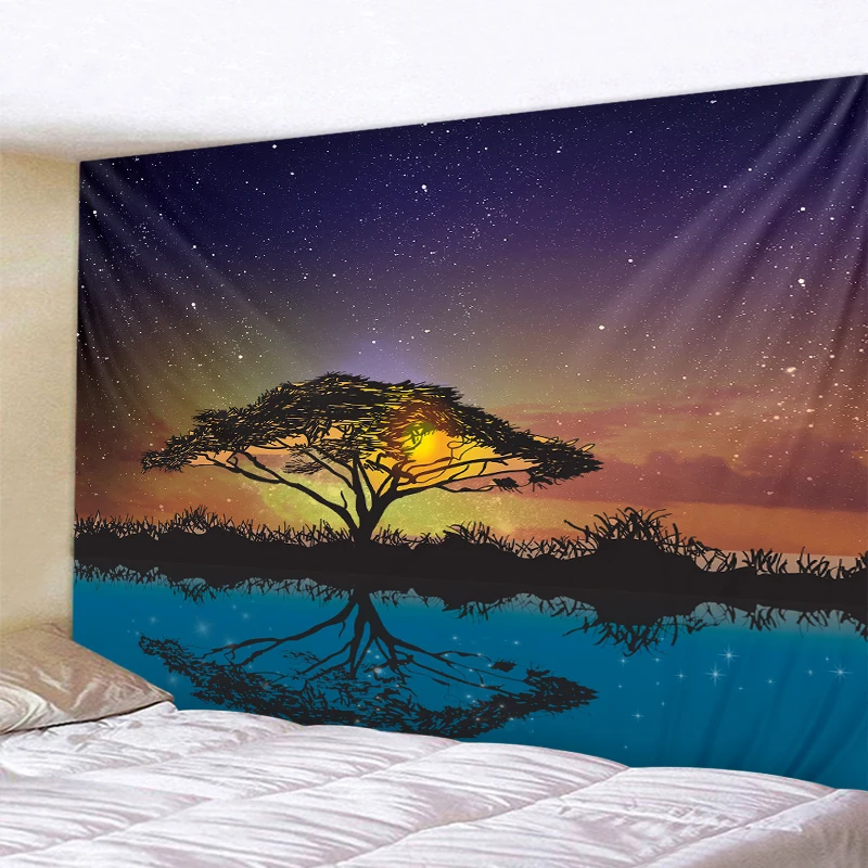 Beautiful Reflection Tree Printed Large Wall Tapestry Cheap Hippie Wall Hanging Bohemian Wall Tapestries Mandala Wall Art Decor