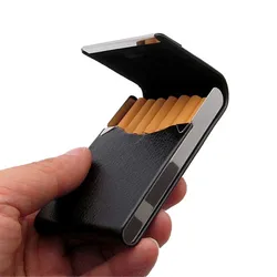 Cigarro de alumínio para tabaco, suporte do charuto, caixa de bolso, recipiente de armazenamento, aço inoxidável, cartão PU, acessórios para fumar