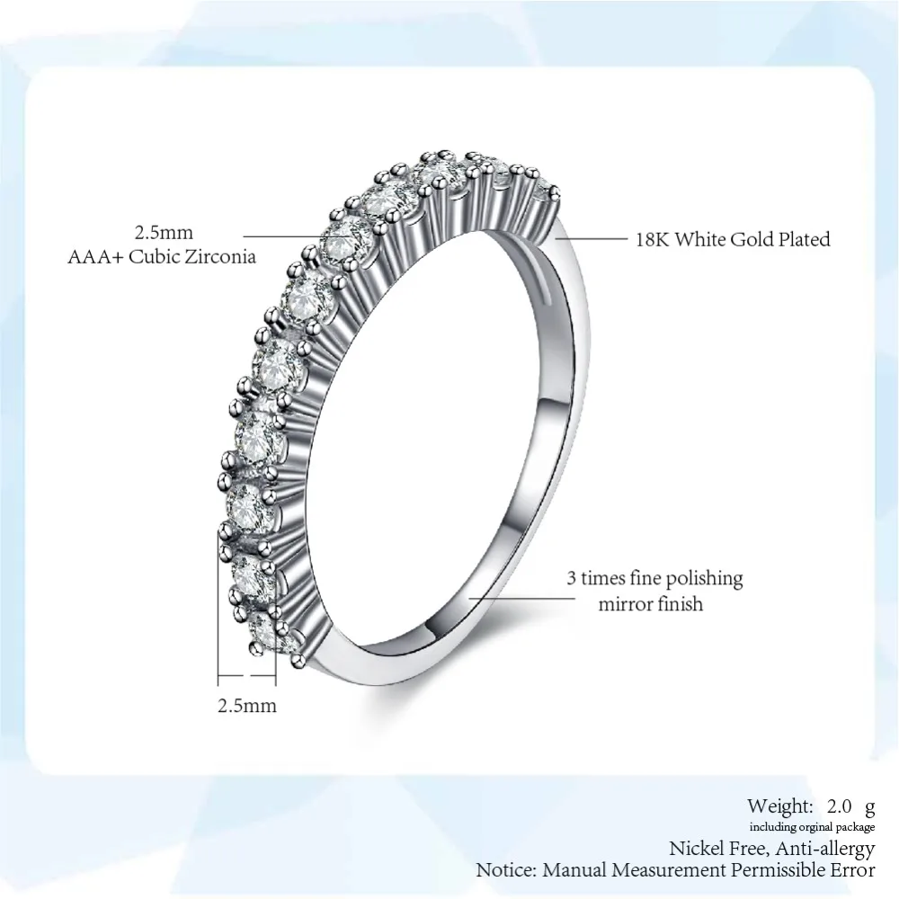 Luxury Silver Color Cubic Zirconia Half Circle Pave Finger Rings Fashion Wedding&Engagement Ring Jewelry For Women ZYR589