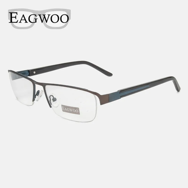 

Eagwoo Wide Face Eyeglasses Half Rim Optical Frame Business Eye Glasses Big Spectacle With Spring Temple D9172