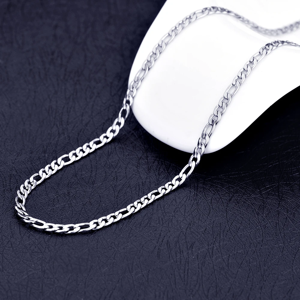 Cheap Stainless Steel 4MM 3:1 Long Figaro Chain Necklace Fashion Men\'s Party Jewelry Length 50/55/60/70CM drop shipping