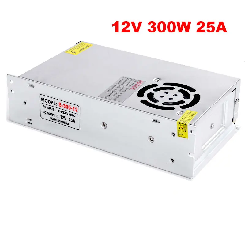 DC 12V 25A 300W led power supply 12v transformer 300w led driver,Aluminum AC110V AC220 to 12v lighting transformer for led light