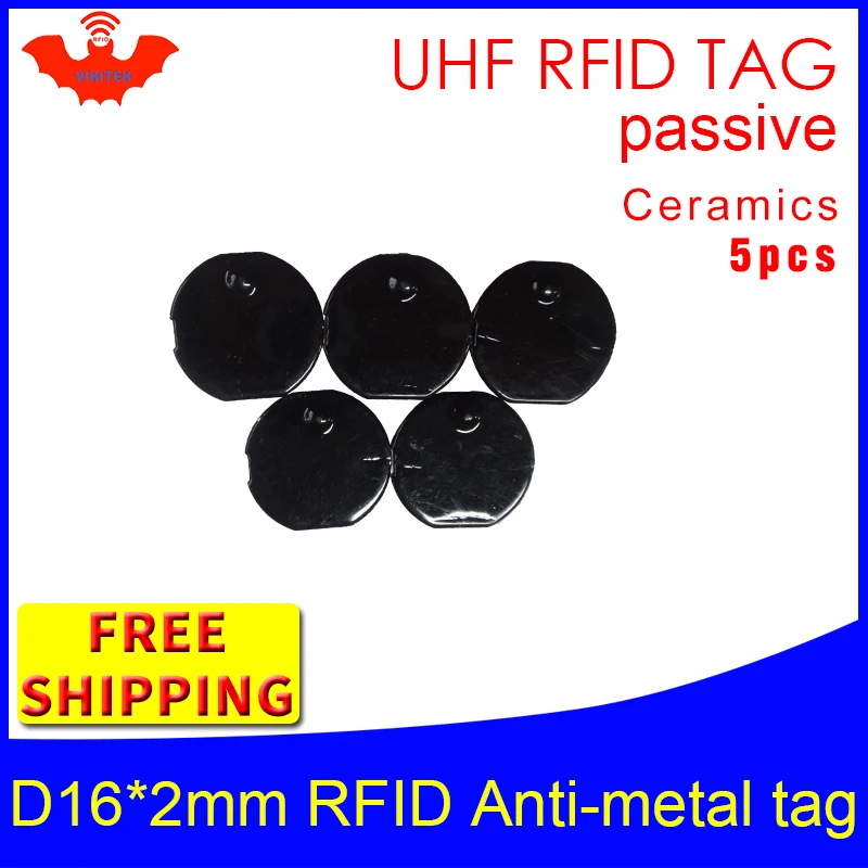 UHF RFID metal tag 915mhz 868mhz Alien Higgs3 EPC 5pcs free shipping D16mm*2mm small circular Ceramics smart passive RFID tags