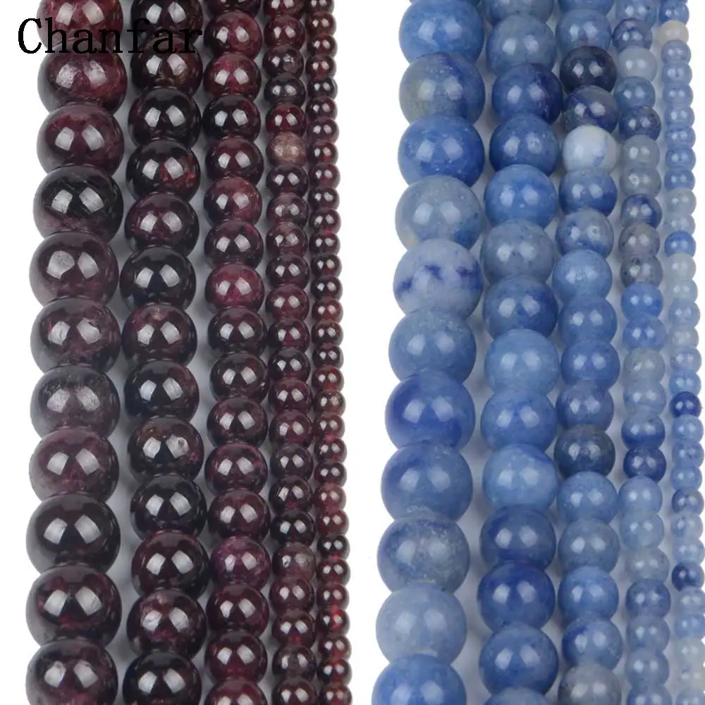 High Quality Red Garnet Stone Blue Aventurine Women Jewelry Fashion Making Loose Beads 4 6 8 10 12mm