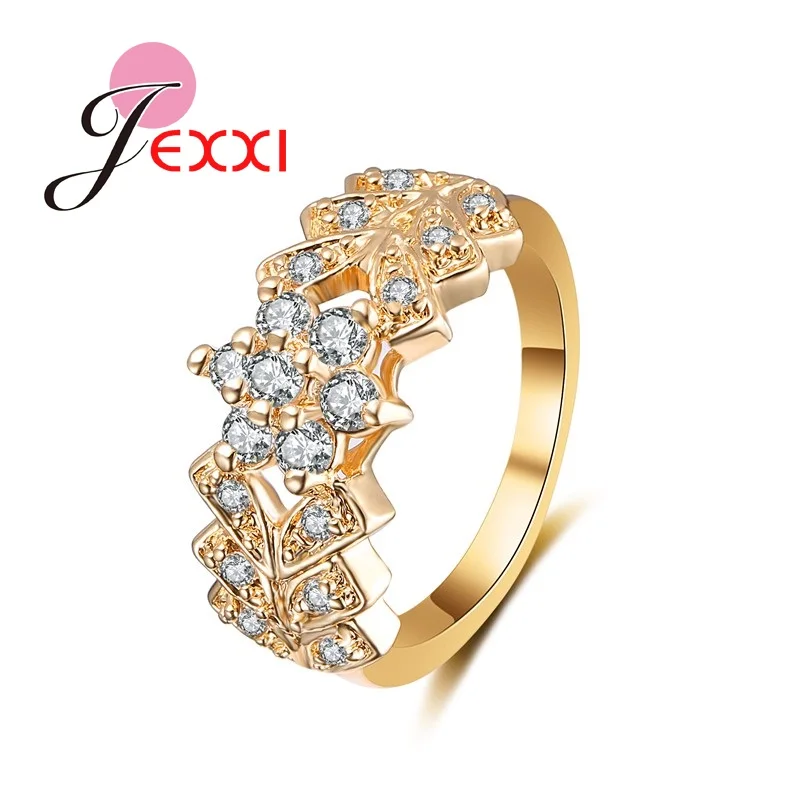 

New Fashion Gold Color Circle Ring With AAA Cubic Zirconia Stone Ring For Women Female Party Wedding Jewelry