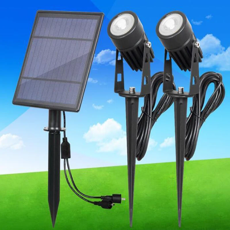 LED Solar light Double Head Spotlight Outdoor Waterproof Lawn Landscape Lamp Control Solar Lamps For Garden Light Solar Panels