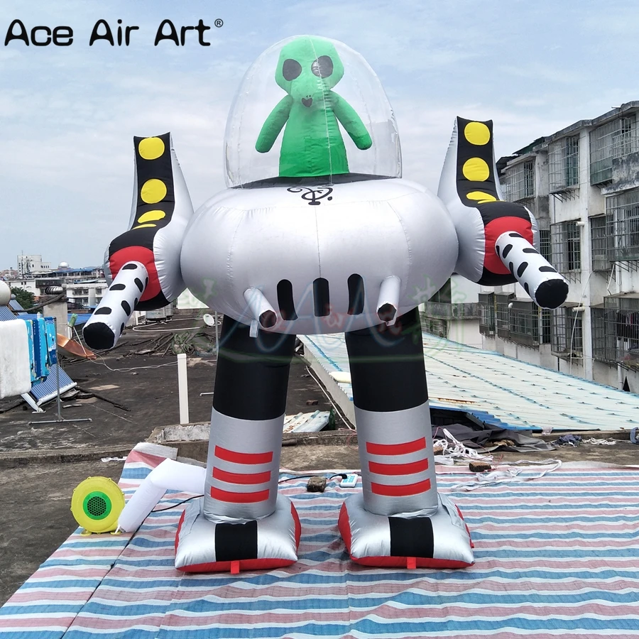 Inflatable Alien Robot Model Inflatable LED UFO with Two Legs for Decoration