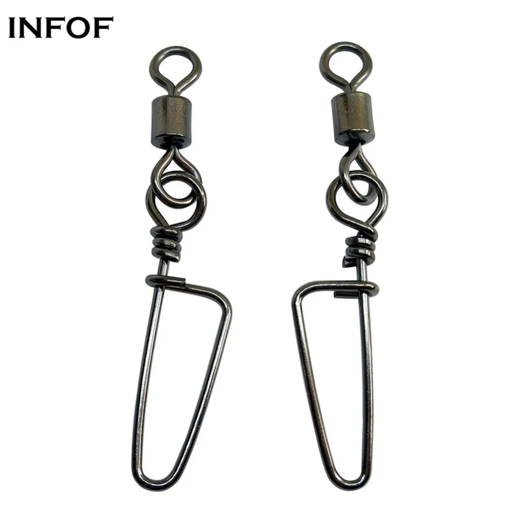 INFOF 100 pieces/lot  Rolling swivel with coastlock snap fishing tackle  fishing connector Giratorios Pesca Emerillon Peche