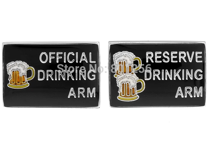 iGame Fashion Cuff Links 'Reserve Drinking Arm & Official Drinking Arm' Black Color Unique Game Design